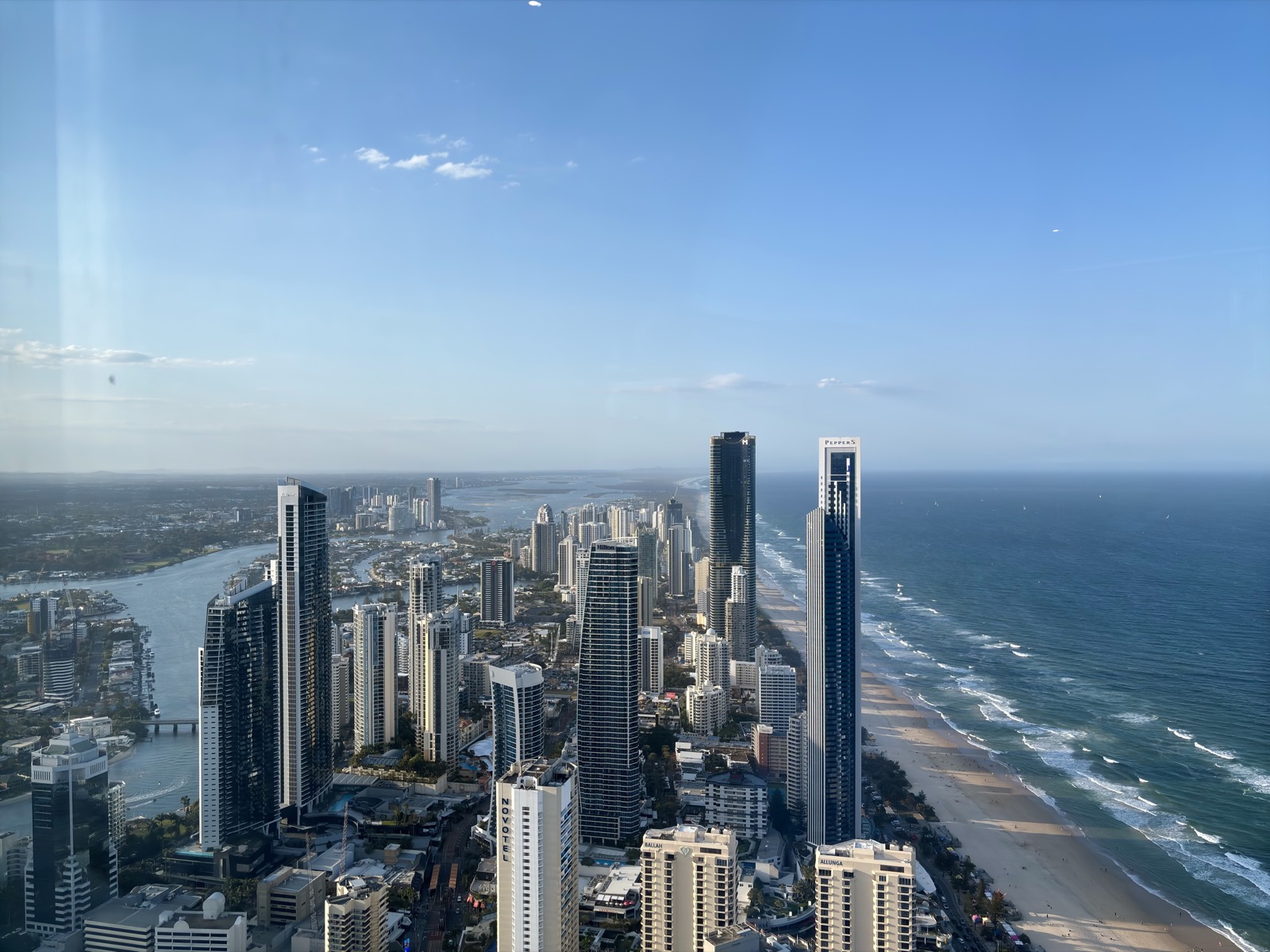 View over Surfers Paradise and the Gold Coast coastline