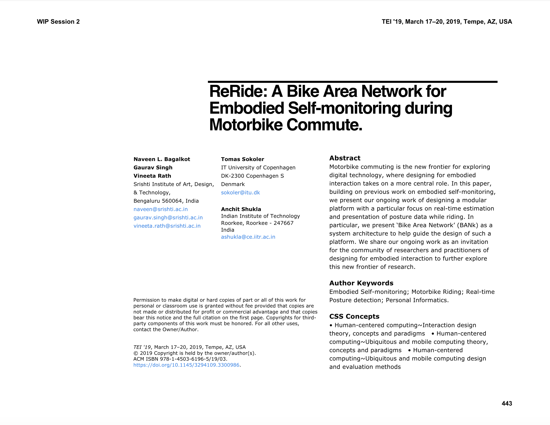 ReRide TEI 2019 publication first page